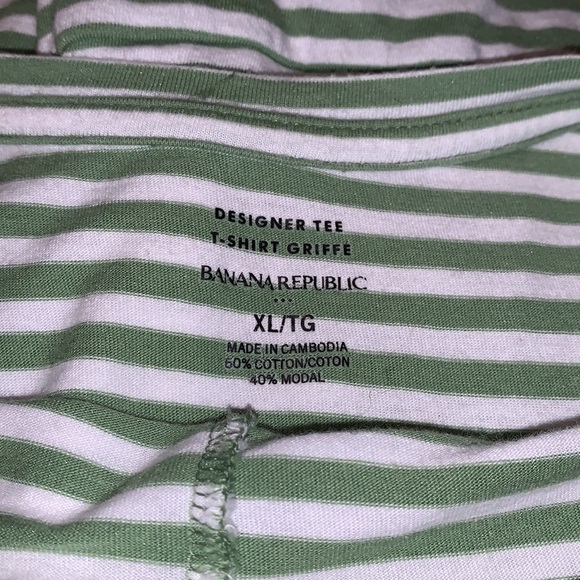 ✨ 2/$15 Banana Republic | Green striped flutter designer tee - Picture 4 of 8
